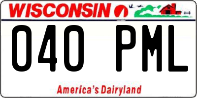 WI license plate 040PML