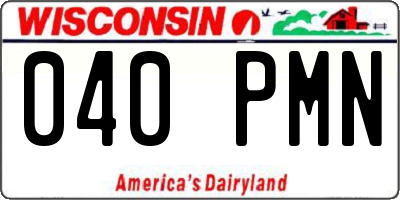 WI license plate 040PMN