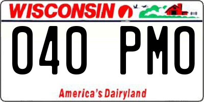 WI license plate 040PMO