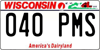 WI license plate 040PMS