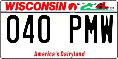 WI license plate 040PMW