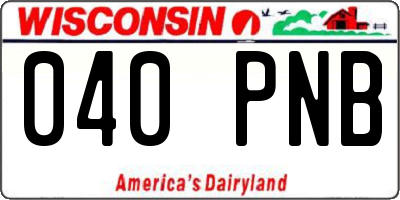 WI license plate 040PNB