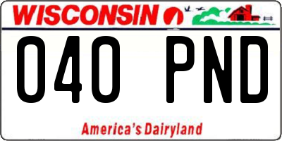 WI license plate 040PND