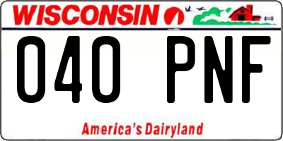 WI license plate 040PNF