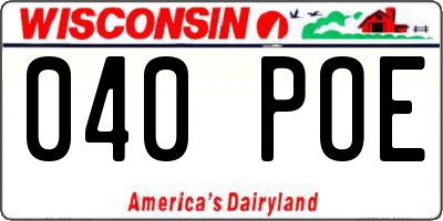 WI license plate 040POE