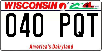 WI license plate 040PQT