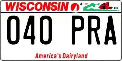 WI license plate 040PRA