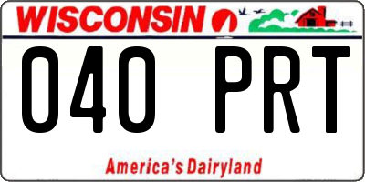 WI license plate 040PRT