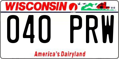 WI license plate 040PRW