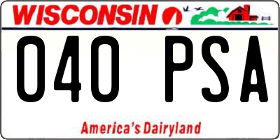 WI license plate 040PSA