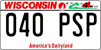 WI license plate 040PSP