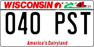WI license plate 040PST