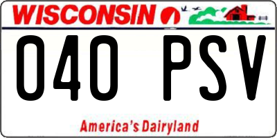 WI license plate 040PSV