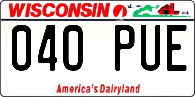 WI license plate 040PUE