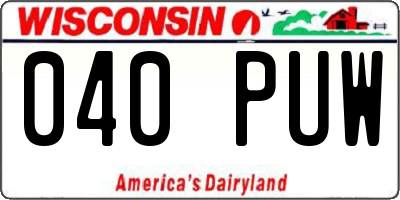 WI license plate 040PUW