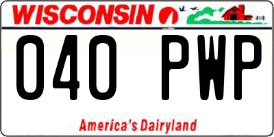 WI license plate 040PWP