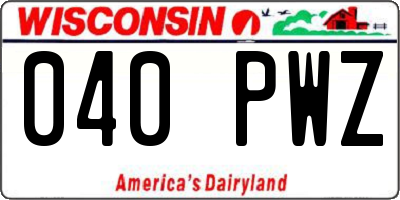 WI license plate 040PWZ