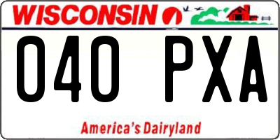 WI license plate 040PXA