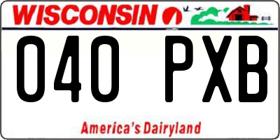 WI license plate 040PXB
