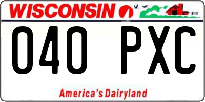 WI license plate 040PXC