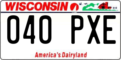 WI license plate 040PXE