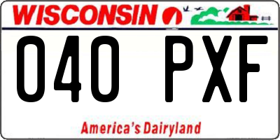 WI license plate 040PXF