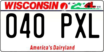 WI license plate 040PXL