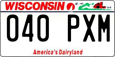 WI license plate 040PXM