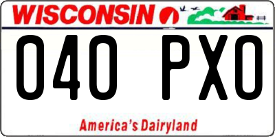 WI license plate 040PXO