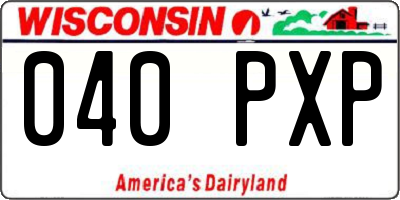 WI license plate 040PXP