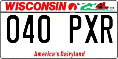 WI license plate 040PXR