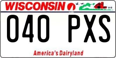 WI license plate 040PXS