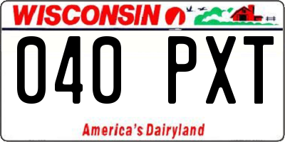 WI license plate 040PXT