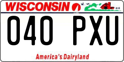 WI license plate 040PXU