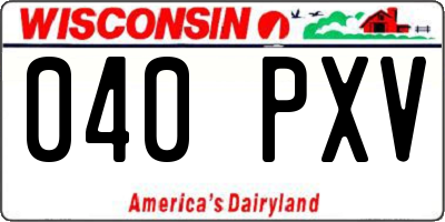 WI license plate 040PXV