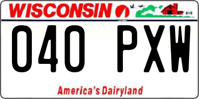 WI license plate 040PXW