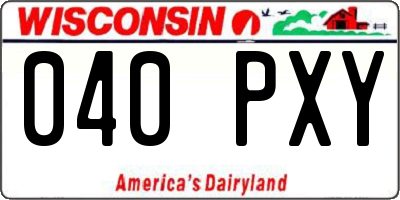 WI license plate 040PXY