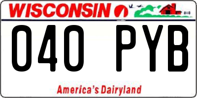 WI license plate 040PYB