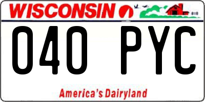 WI license plate 040PYC