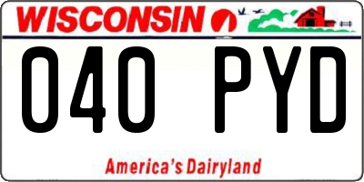 WI license plate 040PYD