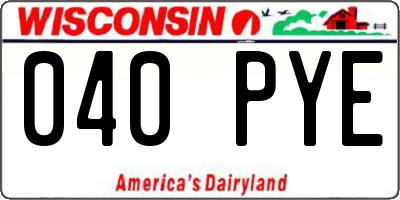 WI license plate 040PYE