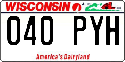 WI license plate 040PYH