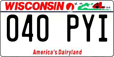 WI license plate 040PYI
