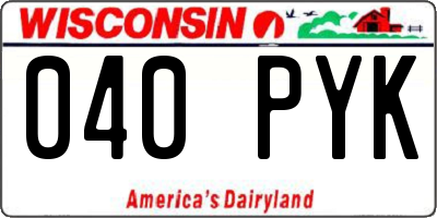 WI license plate 040PYK