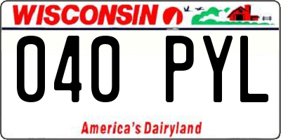 WI license plate 040PYL