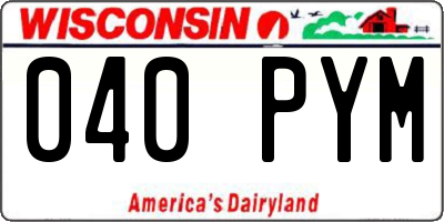 WI license plate 040PYM