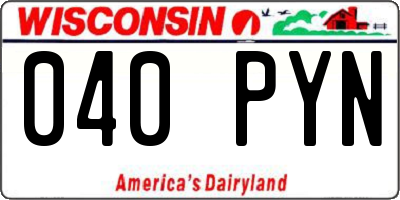 WI license plate 040PYN