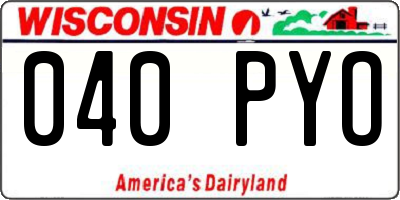 WI license plate 040PYO