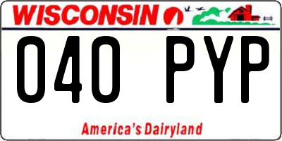 WI license plate 040PYP
