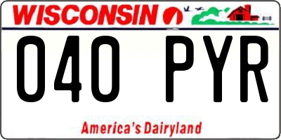 WI license plate 040PYR